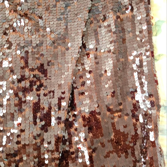 Sequin Brown Maxi Skirt Loft NWT sexy slit fits like 12 - Picture 3 of 4